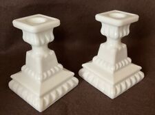 Pair Westmoreland Milk Glass Candle Holders Candlesticks White Square 4.5