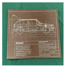 Volkswagen Rabbit 1977 Original Blueprint Specs Foldout Advertising Brochure picture