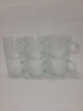 Frosted Arcoroc Country Wheat Punch Bowl Cups/Coffee Cup Set Of 6 Vintage USA picture