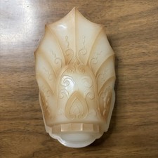 Halcolite Art Deco Amber Glass Slip Shade Chandelier 2615 Replacement 1932 picture