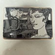 Hollohaza Hungary Trinket Box - Porcelain Art Nouveau Style 5 3/8” Endre Szász picture