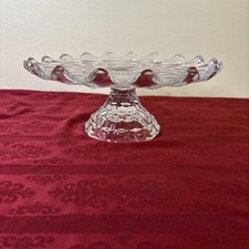 Vintage Fostoria American Cubist Pedestal Cake Stand . 10 3/8” picture