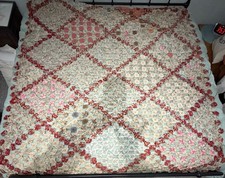 Vintage Primitive Colors 100” X 76” Handmade Yo Yo Quilt  Coverlet Colorful picture