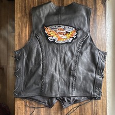 Vintage Tip Top Genuine Black Leather Harley-Davidson Vest Size 48 Chest XL picture