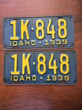 Pair 1939 IDAHO STATE LICENSE PLATE PLATES  1K  848 picture