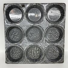 Vtg Gray Graniteware Muffin Tart Pan Enamelware 9 Hole 11