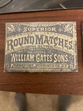 Antique 1800s William GatesSons Superior Round Matches Box Frankfort NY Pre-1881 picture
