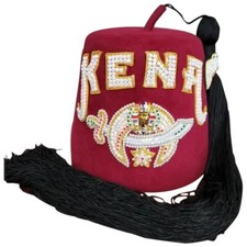 Kena Shrine Fez Deluxe VIP Officer Model  Double Jeweled Size 7 1/4 D. Turin Co picture