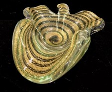 VINTAGE MURANO ITALIAN ERCOLE BAROVIER ZEBRATI GOLD SWIRL ART GLASS BOWL picture