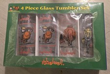 Vintage Norman Thelwell 4-Piece Ta Glass Tumbler Set – Rare Horse & Pony Cartoon picture