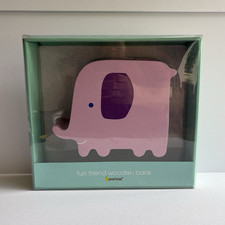 Pearhead Original Wooden Elephant Piggy Bank Coin Bank Fun Friend Animal Theme picture