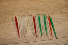 Lot of 25 Vtg Plastic Icicle Christmas Ornaments MCM 1950s Multi Colored Glow picture