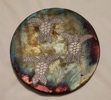 VTG Raku Pottery Maui Hawaii Honu Petroglyph Turtles  Signed C Matti 6