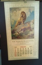 R.ATKINSON FOX PRINT - BEAUTIFUL LIONS - A ROYAL PAIR- 1928 CALENDAR  picture