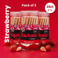 Kashmir Pre Rolled Cones Strawberry Flavored 1 1/4 Rolling Papers Cone 25x3 Jars picture