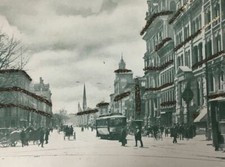 c. 1905 Main Street Hartford CT Postcard Mica Glitter Cable Car Horse Carriage picture