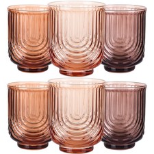 Jovgank Amber Vintage Drinking Glasses Set Of 6-14Oz Brown Glass Drinking picture