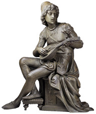 Antique 1894 Ansonia Troubadour Clock Statue Large 21.5