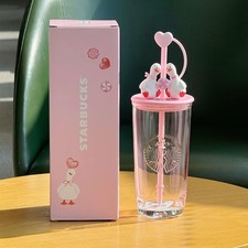 2026 China Starbucks Valentines Day Gifts Sweet Duck Triangle Btm 17oz Glass Cup picture