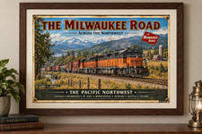Milwaukee Road SD40-2 Diesel Freight Train Poster Vintage Railroad Art 17 x 11 picture