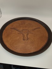 Vollrath Vintage Western Cowboy Longhorn Leather Rare Serving Tray Barware picture