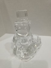 Glass Snowman Candle Holder Clear Glass Christmas Winter 6.25