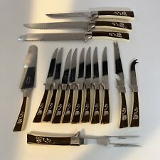 VTG LIFETIME CUTLERY SET OF 15 KNIVES SHEFFIELD ENGLAND STAINLESS BLADE picture