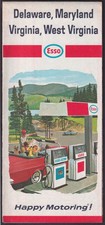 Esso Gasoline Road Map Delaware Maryland Virginia West Virginia 1966 picture