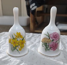 Pair of vintage floral porcelain bells, dated 1990 picture