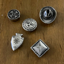 Vintage Southwestern Native Style Metal Concho Buttons Pueblo Tribal Lot of 5 picture