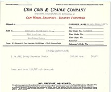 1927 Gem Crib & Cradle Co. damaged nursery chair credit memo picture