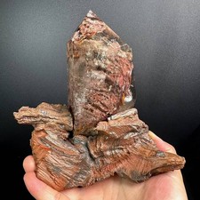 1.46LB Natural Red rabbit fur Quartz Obelisk Crystal Mineral Reiki Decor+ Stand picture