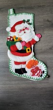 VTG Bucilla 1868? Completed Felt Christmas Stocking Holiday Toys Santa STAINS picture