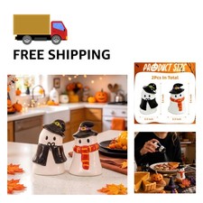 2 Pcs Halloween Ghost Salt & Pepper Shakers - Perfect for Festive Dining Tables picture