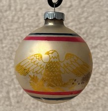 Vintage Glass Bicentennial Eagles Shiny Brite Christmas Ornament 3” picture