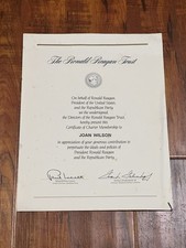 Vintage The Ronald Reagan Trust Republican Party Charter Membership Certificate picture