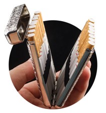 Vintage Portable Metal Flip Top Three Open Cigarette Case Cigarette 16s picture