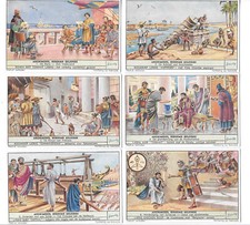 6x LIEBIG TRADE CARDS, ARCHIMEDES, BEROEMD GELEERDE 1953 416 In Mint Condition. picture