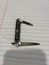 Vintage Antique Sterling Silver Pen Folding Pocket Knife gargoyle faces on it picture