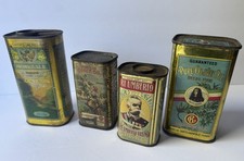 Antique Olive Oil Tin Can Lot vtg Monreale La Parisina Re Umberto Giotto Italy picture