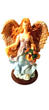 CHARMING ANGEL STATUE FIGURINE HOLDING FLOWER GIFT COLLECTION HANDPAINTED picture