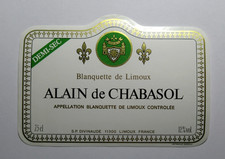 Vintage Alain de Chabasol Blanquette de Limoux Wine Label France Unused picture