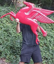 Red Mobil oil Pegasus 3D Embossed Porcelain Metal Gas Oil Sign Approx. 36