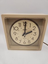 Vintage Westclox Wall Clock Tan/Beige  Dialite 26392 Electronic Square Light Up picture