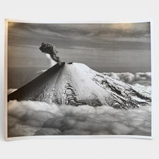 WWII Aerial Mount Asama Volcano Japan Eruption Photo Black White 8x10 Navy picture