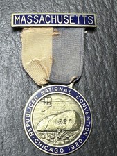 1920 MASSACHUSETTS REPUBLICAN NATIONAL CONVENTION CHICAGO DELEGATE BADGE N25 picture