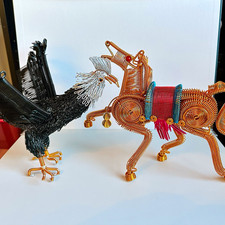 Handmade Aluminum Wire Horse & Black Eagle Sculptures Set of 2 Adjustable picture