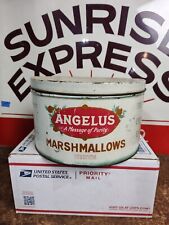 Vintage Angelus Marshmallows Tin 5 Lb Litho Cracker Jack Antique General Store picture