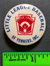 Vintage Little League Baseball Yonkers NY Pinback Pin picture