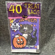 Vintage Fun World Halloween Trick Or Treat Bags 40 Count JOL Cat Spider NOS 1995 picture